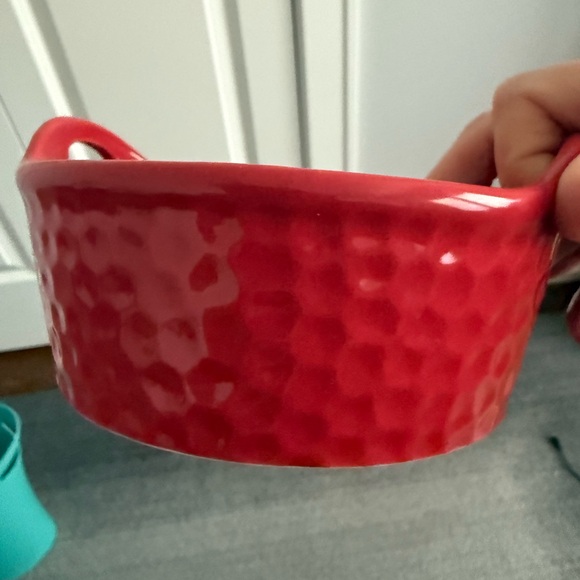 Bundle 2 Tastefully Simple Dip Bowls & Spoon Rust Red Gift Kitchen Appetizers - Picture 10 of 11